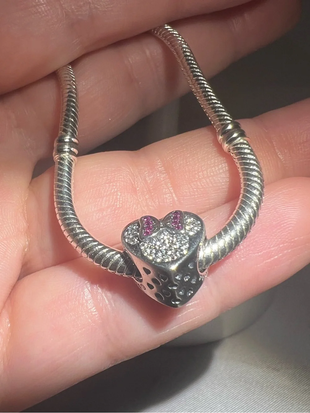 Sparkling Minnie & Mickey Mouse Heart Charm